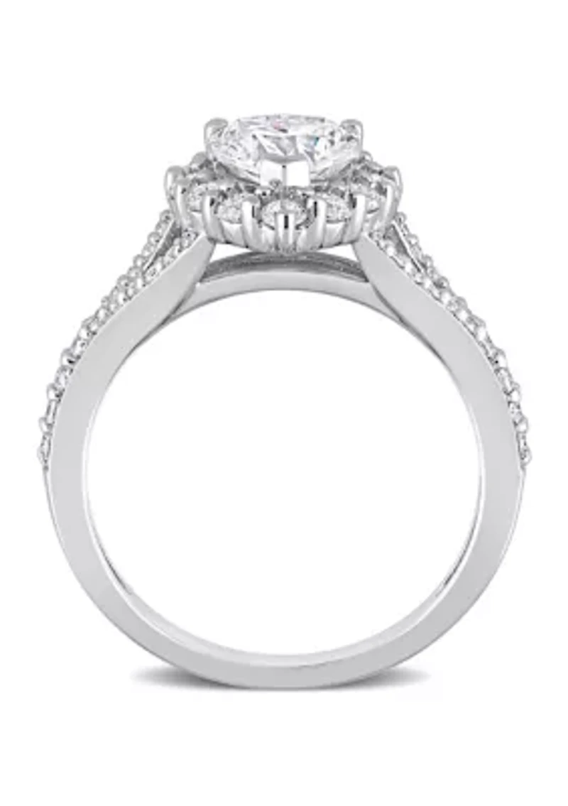 1.5 ct. t.w. Created Moissanite Heart Halo Engagement Ring Sterling Silver