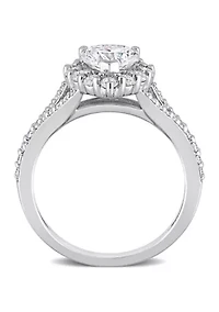 1.5 ct. t.w. Created Moissanite Heart Halo Engagement Ring Sterling Silver