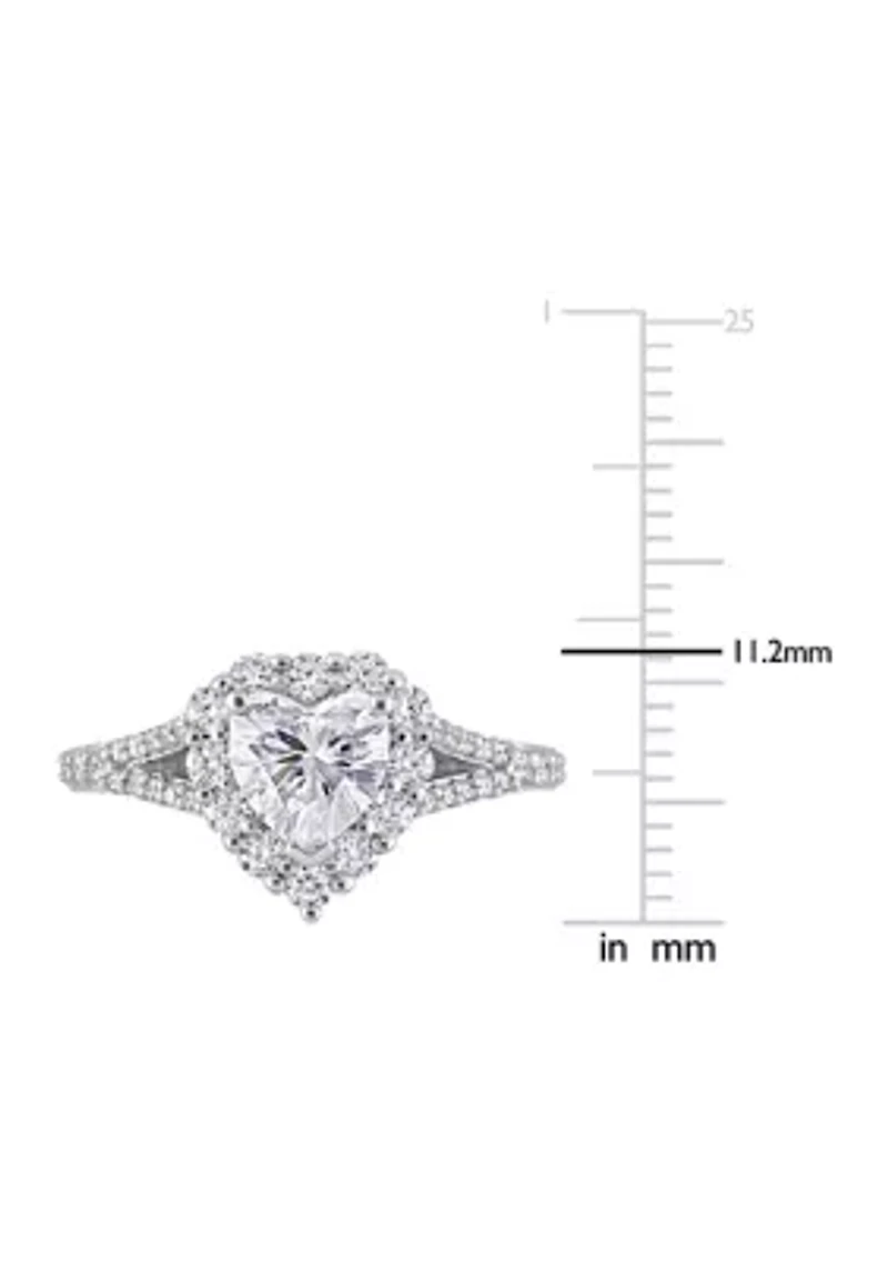 1.5 ct. t.w. Created Moissanite Heart Halo Engagement Ring Sterling Silver