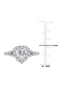 1.5 ct. t.w. Created Moissanite Heart Halo Engagement Ring Sterling Silver