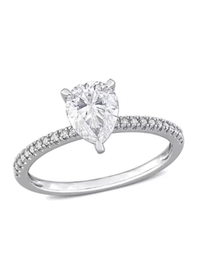 1.25 ct. t.w. Created Moissanite and 1/10 Diamond Engagement Ring 14k White Gold