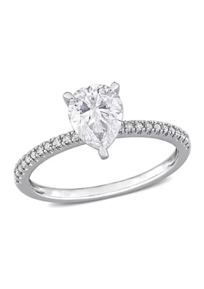 1.25 ct. t.w. Created Moissanite and 1/10 Diamond Engagement Ring 14k White Gold