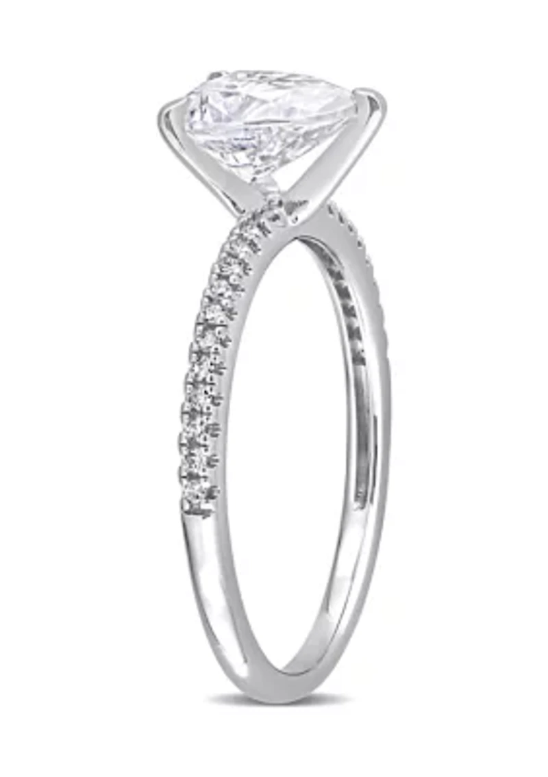 1.25 ct. t.w. Created Moissanite and 1/10 Diamond Engagement Ring 14k White Gold