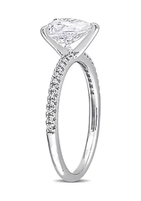 1.25 ct. t.w. Created Moissanite and 1/10 Diamond Engagement Ring 14k White Gold