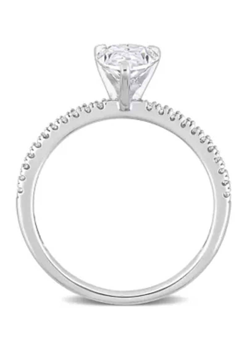 1.25 ct. t.w. Created Moissanite and 1/10 Diamond Engagement Ring 14k White Gold