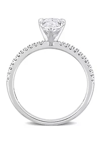 1.25 ct. t.w. Created Moissanite and 1/10 Diamond Engagement Ring 14k White Gold