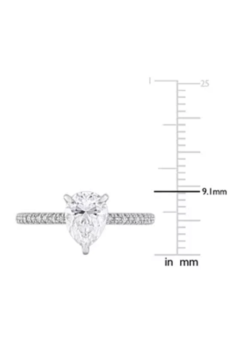 1.25 ct. t.w. Created Moissanite and 1/10 Diamond Engagement Ring 14k White Gold
