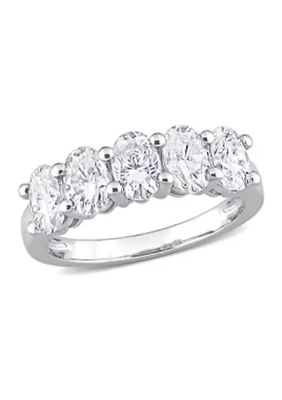 2.5 ct. t.w. Created Moissanite Oval Cut Semi Eternity Band 10k White Gold