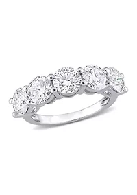 ct. t.w. Created Moissanite Semi Eternity Band 10k White Gold