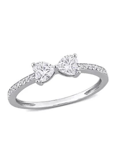 3/5 ct. t.w. Created Moissanite Duo Heart Ring Sterling Silver