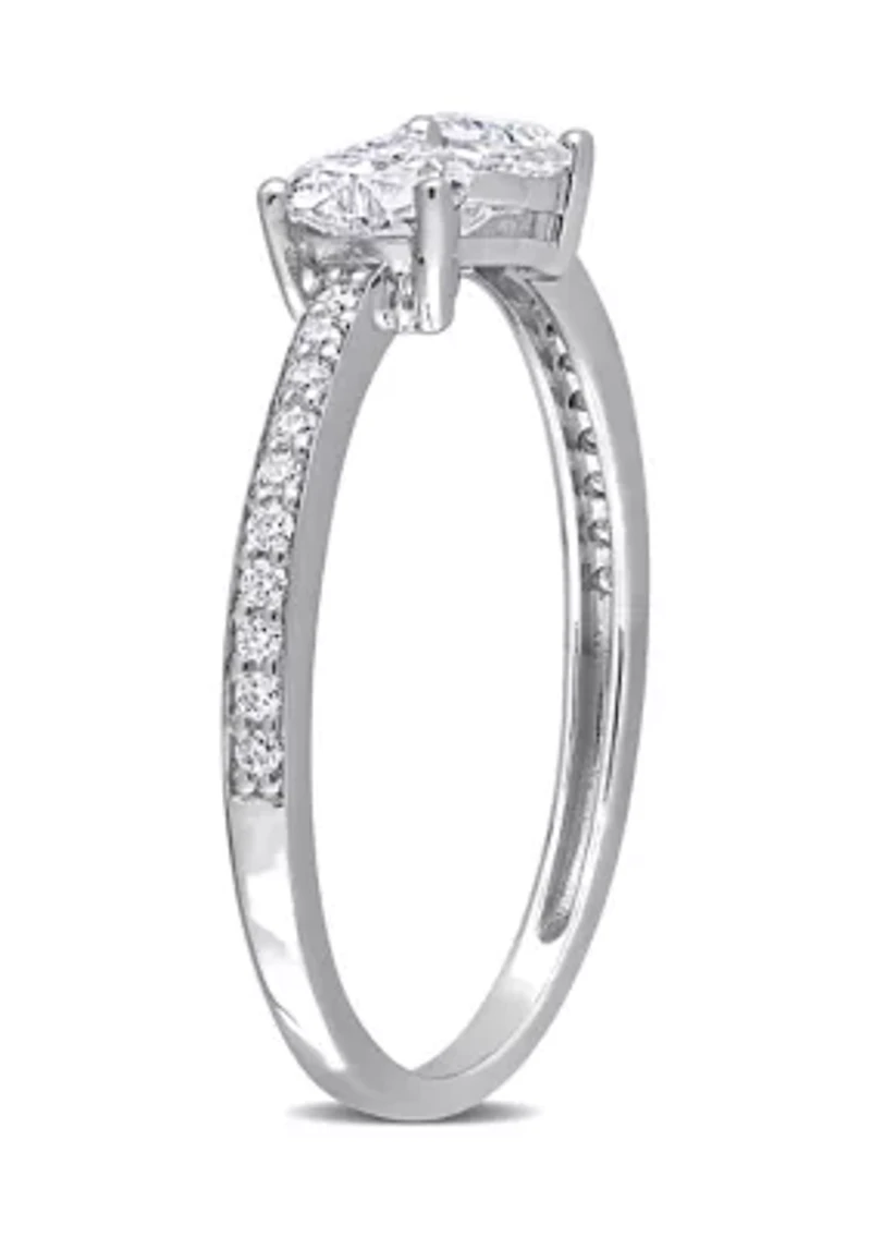 3/5 ct. t.w. Created Moissanite Duo Heart Ring Sterling Silver
