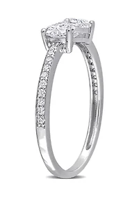 3/5 ct. t.w. Created Moissanite Duo Heart Ring Sterling Silver