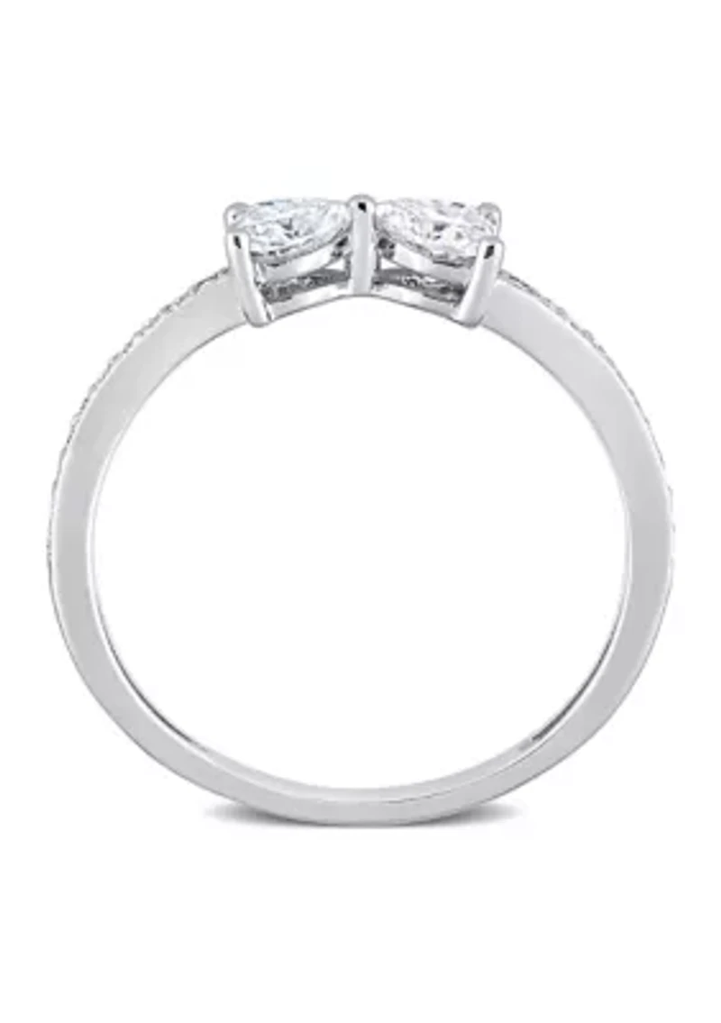 3/5 ct. t.w. Created Moissanite Duo Heart Ring Sterling Silver