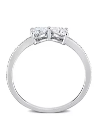 3/5 ct. t.w. Created Moissanite Duo Heart Ring Sterling Silver