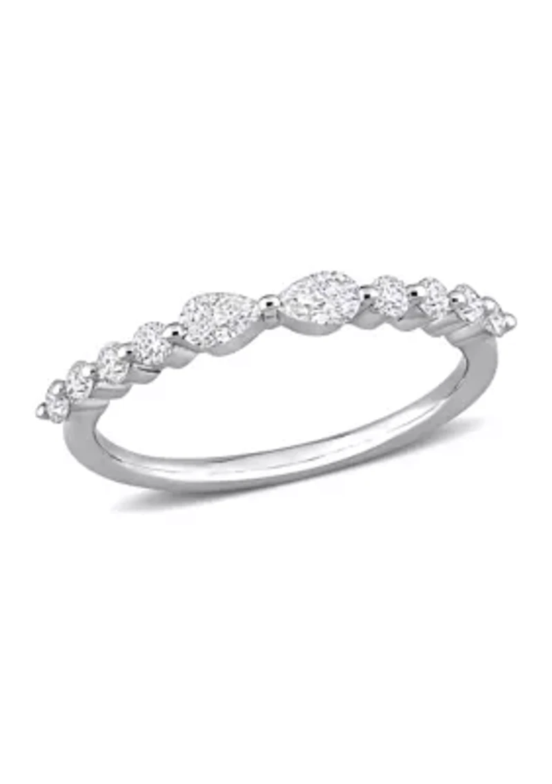 2/5 ct. t.w. Created Moissanite Semi-Eternity Ring Sterling Silver