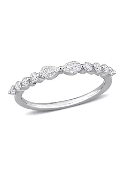 2/5 ct. t.w. Created Moissanite Semi-Eternity Ring Sterling Silver