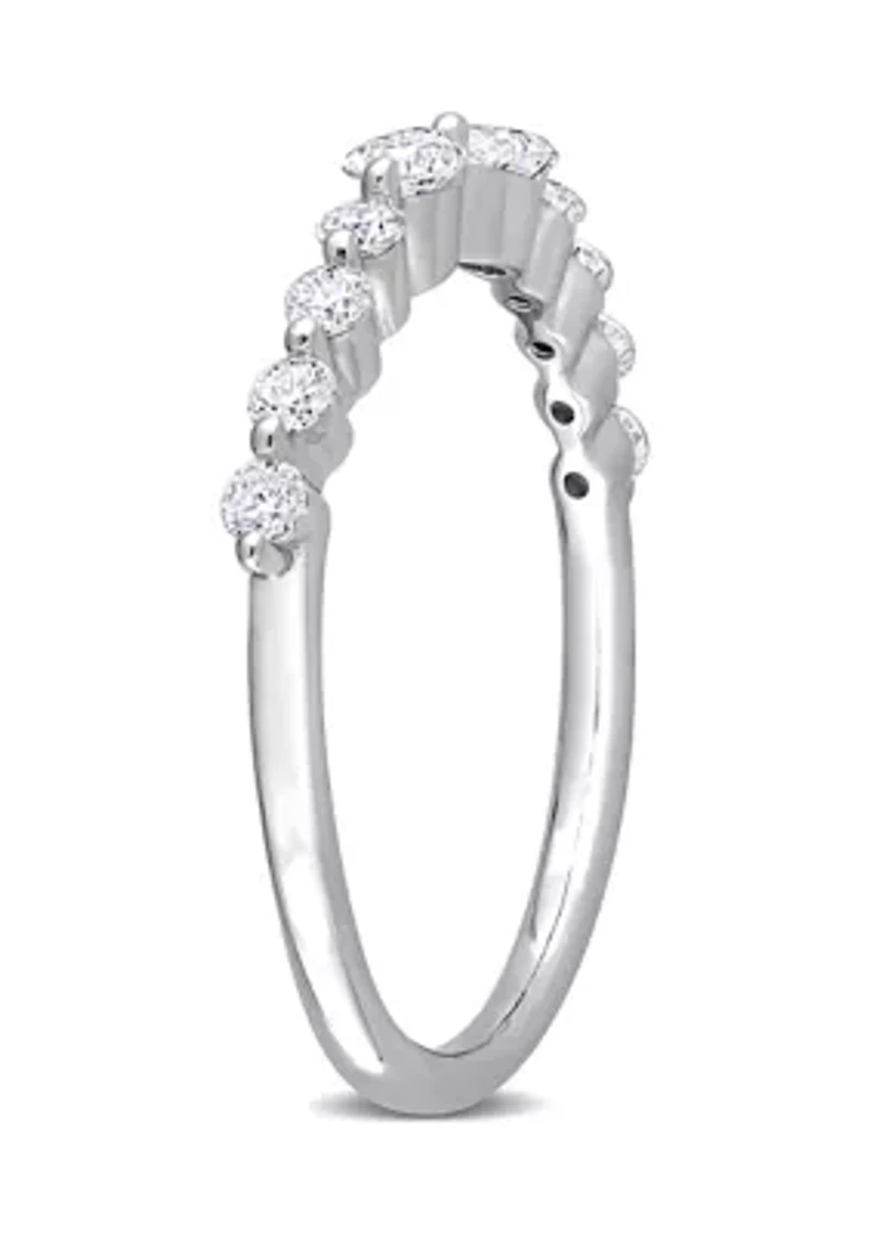 2/5 ct. t.w. Created Moissanite Semi-Eternity Ring Sterling Silver