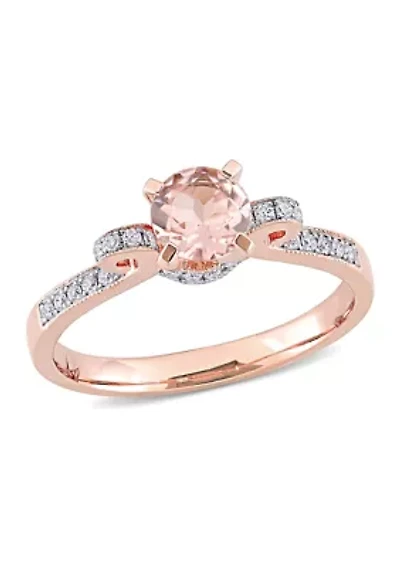 3/4 ct. t.w. Morganite and 1/4  Diamond Ribbon Engagement Ring 14k Rose Gold