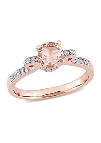 3/4 ct. t.w. Morganite and 1/4  Diamond Ribbon Engagement Ring 14k Rose Gold