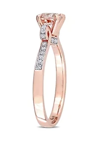 3/4 ct. t.w. Morganite and 1/4  Diamond Ribbon Engagement Ring 14k Rose Gold