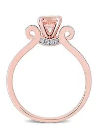 3/4 ct. t.w. Morganite and 1/4  Diamond Ribbon Engagement Ring 14k Rose Gold