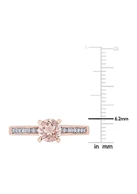 3/4 ct. t.w. Morganite and 1/4  Diamond Ribbon Engagement Ring 14k Rose Gold