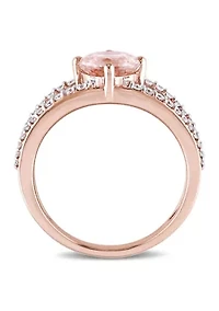 1.16 ct. t.w. Morganite and 1/3 Diamond Split Shank Ring 14k Rose Gold