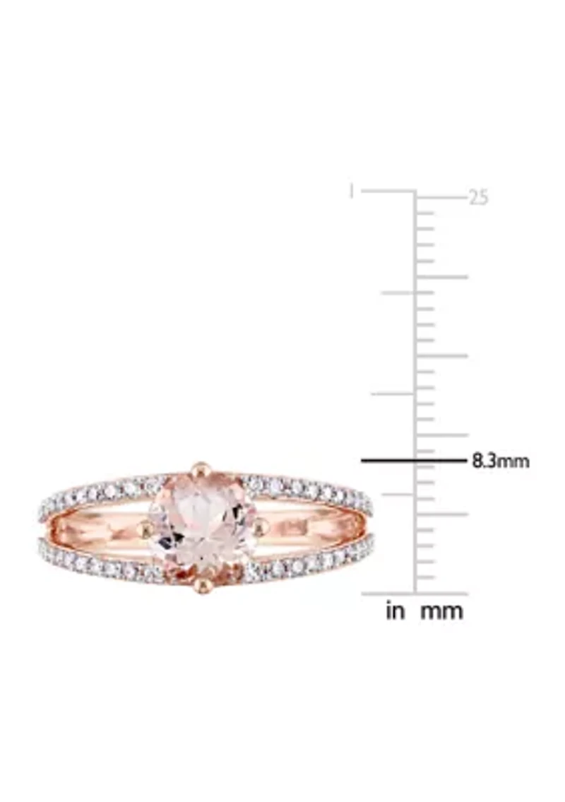 1.16 ct. t.w. Morganite and 1/3 Diamond Split Shank Ring 14k Rose Gold