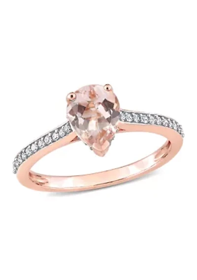 7/8 ct. t.w. Morganite and 1/8 Diamond Teardrop Engagement Ring 10k Rose Gold