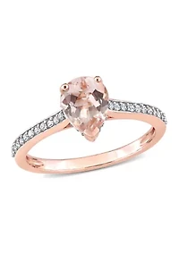 7/8 ct. t.w. Morganite and 1/8 Diamond Teardrop Engagement Ring 10k Rose Gold