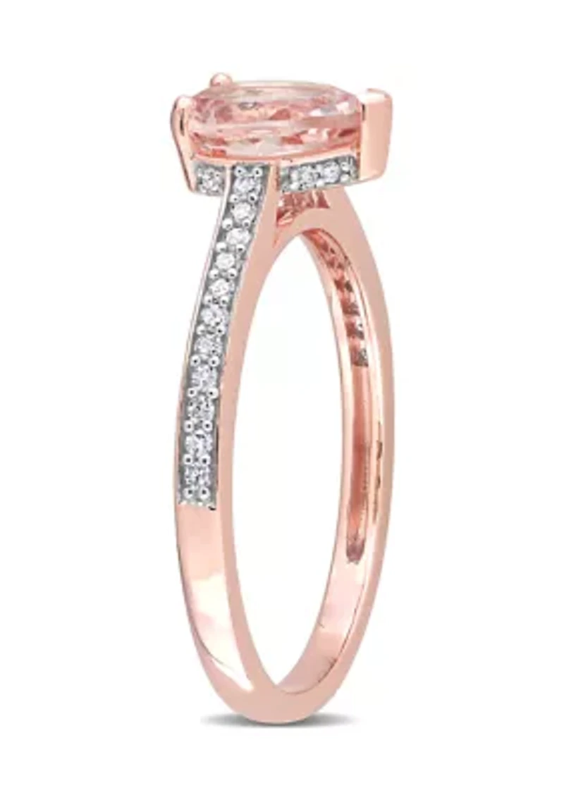 7/8 ct. t.w. Morganite and 1/8 Diamond Teardrop Engagement Ring 10k Rose Gold