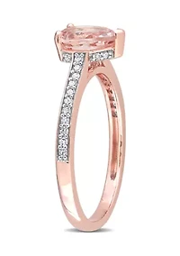 7/8 ct. t.w. Morganite and 1/8 Diamond Teardrop Engagement Ring 10k Rose Gold