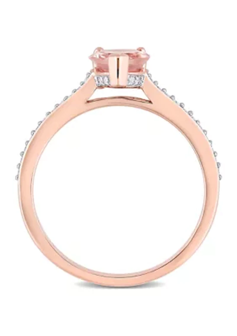 7/8 ct. t.w. Morganite and 1/8 Diamond Teardrop Engagement Ring 10k Rose Gold