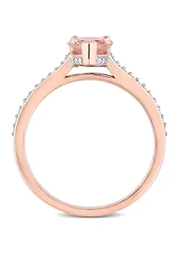 7/8 ct. t.w. Morganite and 1/8 Diamond Teardrop Engagement Ring 10k Rose Gold