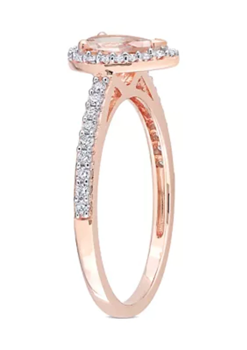 3/4 ct. t.w. Morganite and 1/4 Diamond Teardrop Engagement Ring 10k Rose Gold