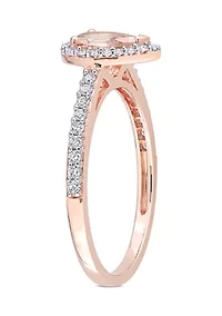 3/4 ct. t.w. Morganite and 1/4 Diamond Teardrop Engagement Ring 10k Rose Gold