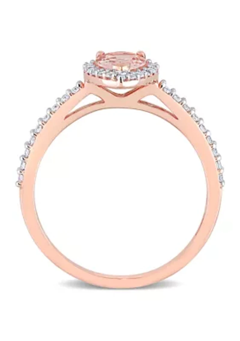 3/4 ct. t.w. Morganite and 1/4 Diamond Teardrop Engagement Ring 10k Rose Gold
