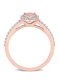 3/4 ct. t.w. Morganite and 1/4 Diamond Teardrop Engagement Ring 10k Rose Gold