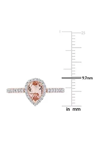 3/4 ct. t.w. Morganite and 1/4 Diamond Teardrop Engagement Ring 10k Rose Gold