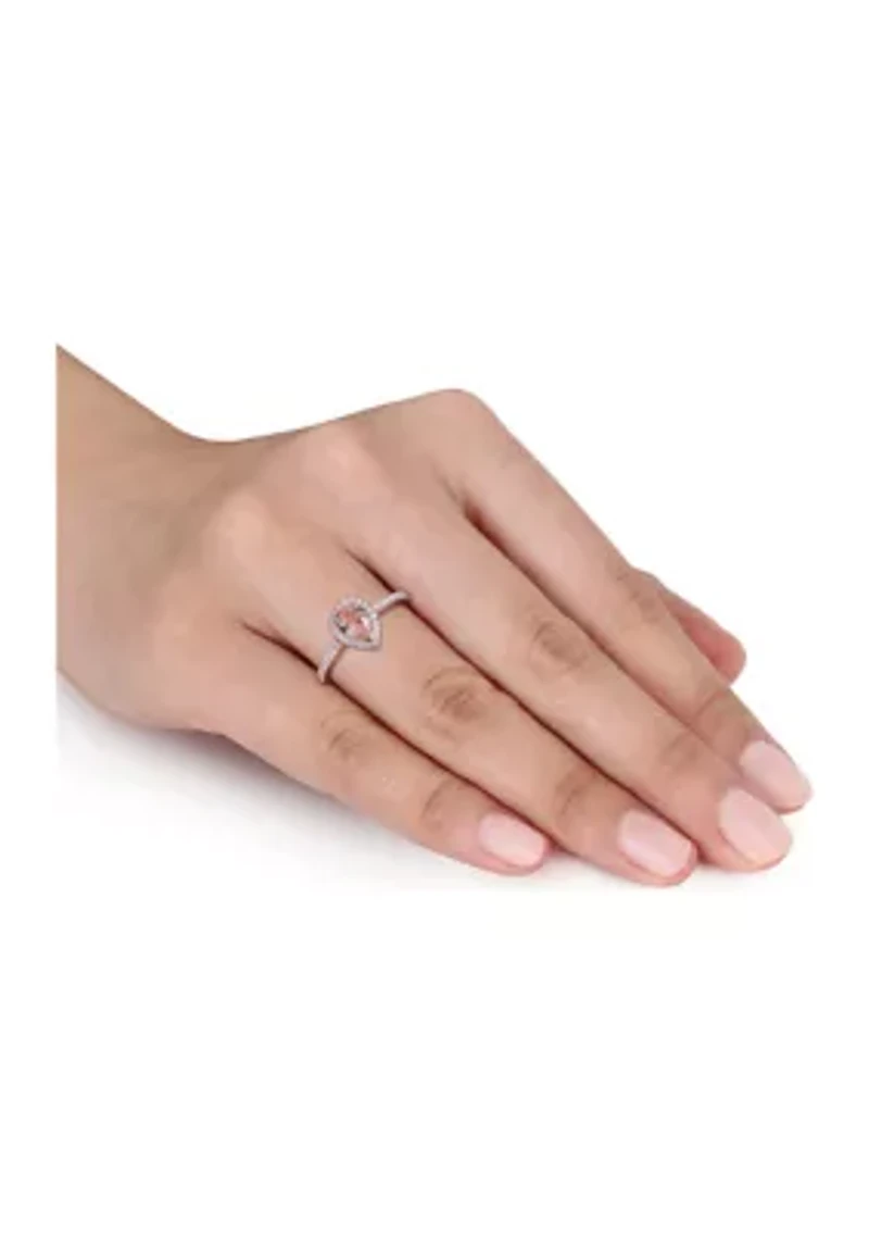 3/4 ct. t.w. Morganite and 1/4 Diamond Teardrop Engagement Ring 10k Rose Gold