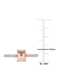7/8 ct. t.w. Morganite and 1/10 Diamond Emerald Cut Engagement Ring 10k Rose Gold