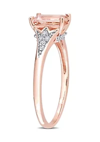 7/8 ct. t.w. Morganite and 1/10 Diamond Emerald Cut Engagement Ring 10k Rose Gold