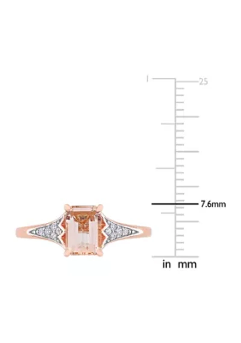 7/8 ct. t.w. Morganite and 1/10 Diamond Emerald Cut Engagement Ring 10k Rose Gold