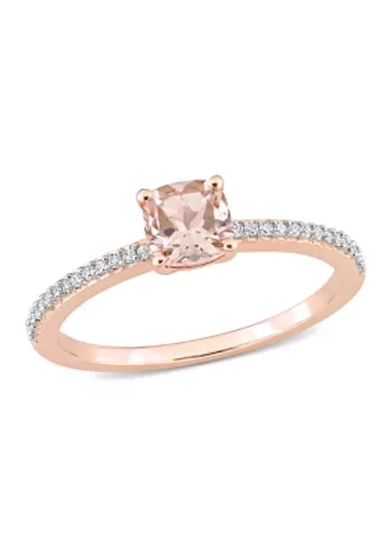 5/8 ct. t.w. Morganite and 1/10 Diamond Promise Ring 10k Rose Gold