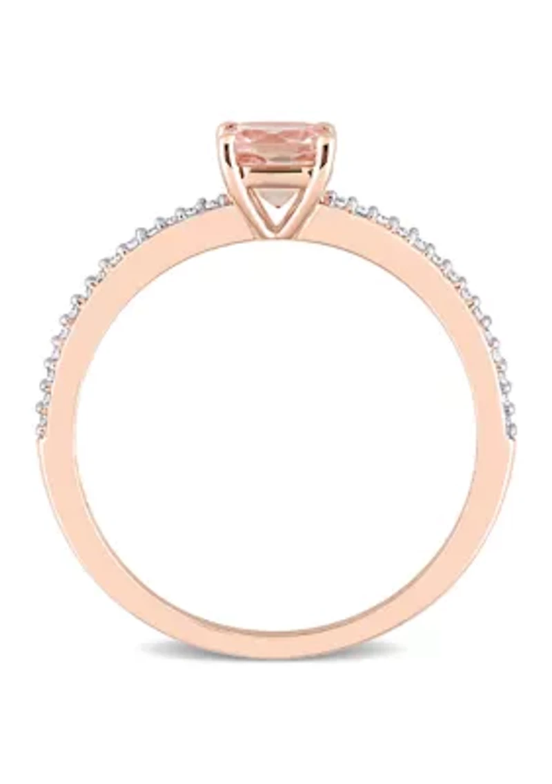 5/8 ct. t.w. Morganite and 1/10 Diamond Promise Ring 10k Rose Gold