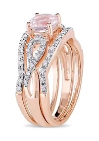 3/4 ct. t.w. Morganite and 1/4 Diamond Infinity 3-Piece Bridal Ring Set 10k Rose Gold