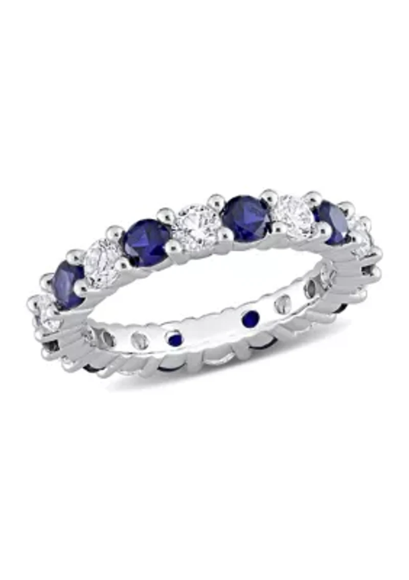 Lab Created 3.5 ct. t.w. Blue and White Sapphire Full Eternity Band Sterling Silver