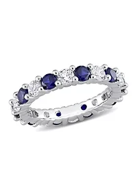 Lab Created 3.5 ct. t.w. Blue and White Sapphire Full Eternity Band Sterling Silver