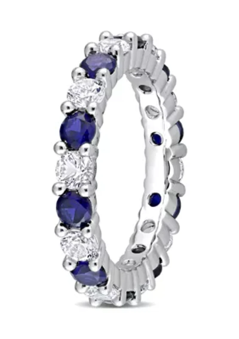 Lab Created 3.5 ct. t.w. Blue and White Sapphire Full Eternity Band Sterling Silver