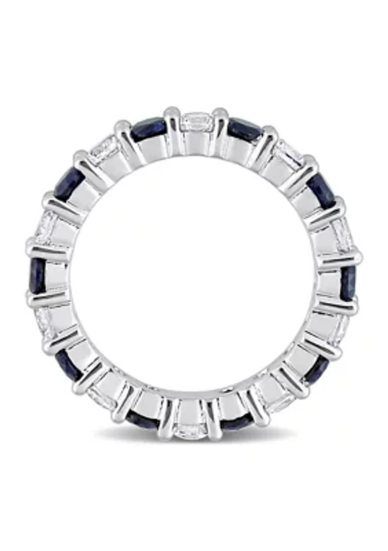 Lab Created 3.5 ct. t.w. Blue and White Sapphire Full Eternity Band Sterling Silver